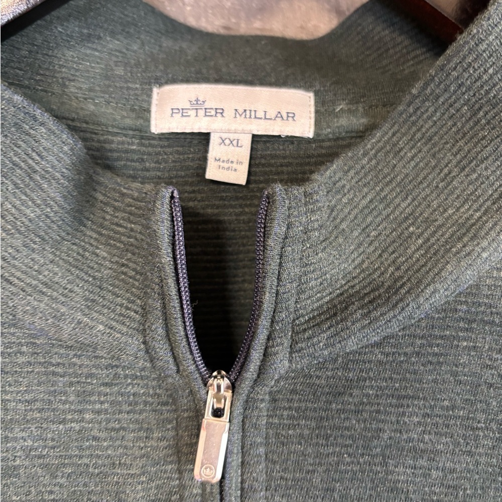 Peter Millar Men's Olive Green Zip-Up Sweater